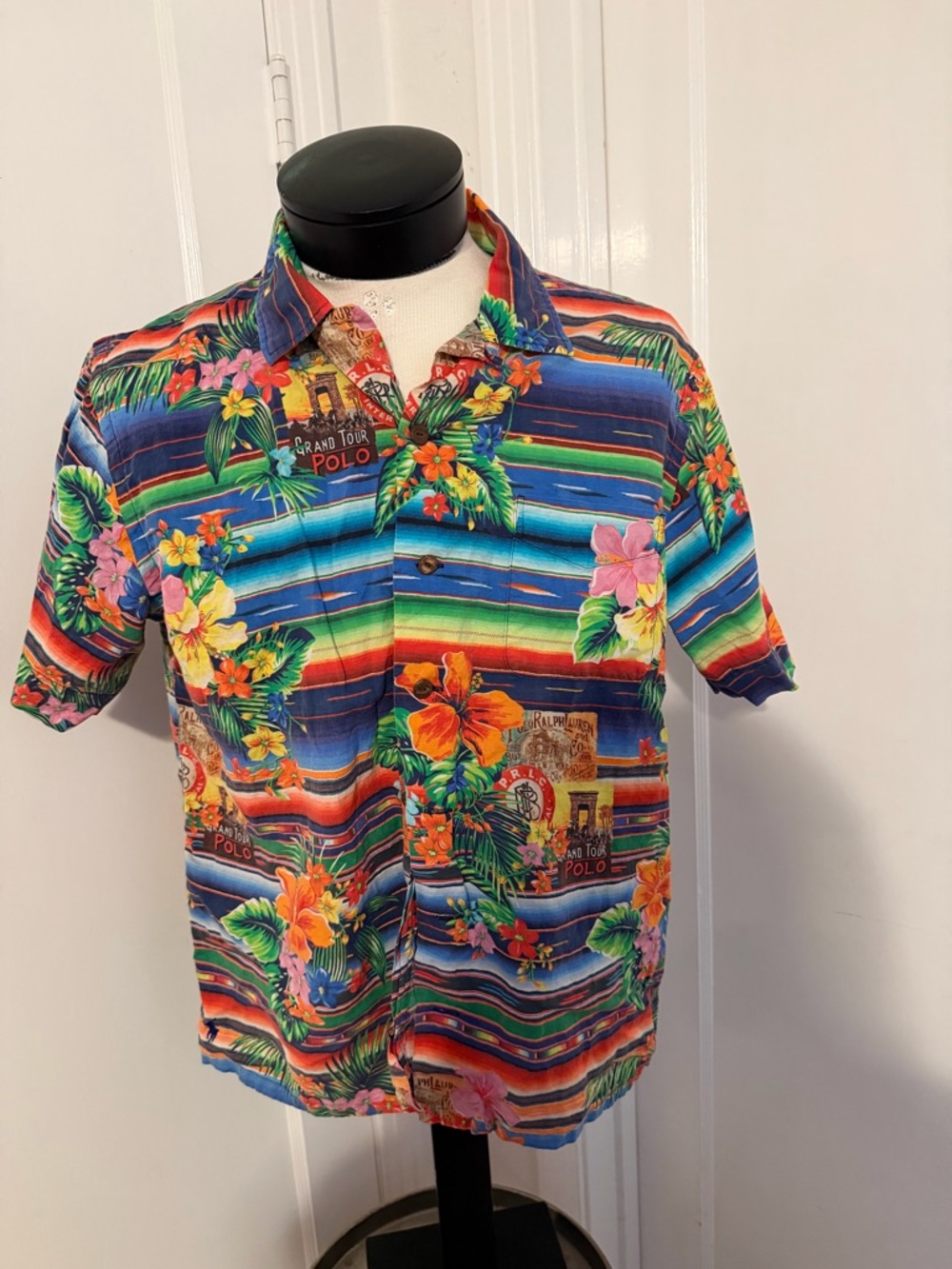 Polo Ralph Lauren Grand Tour Hawaiian shirt Tropical Floral sz Large 
vintage